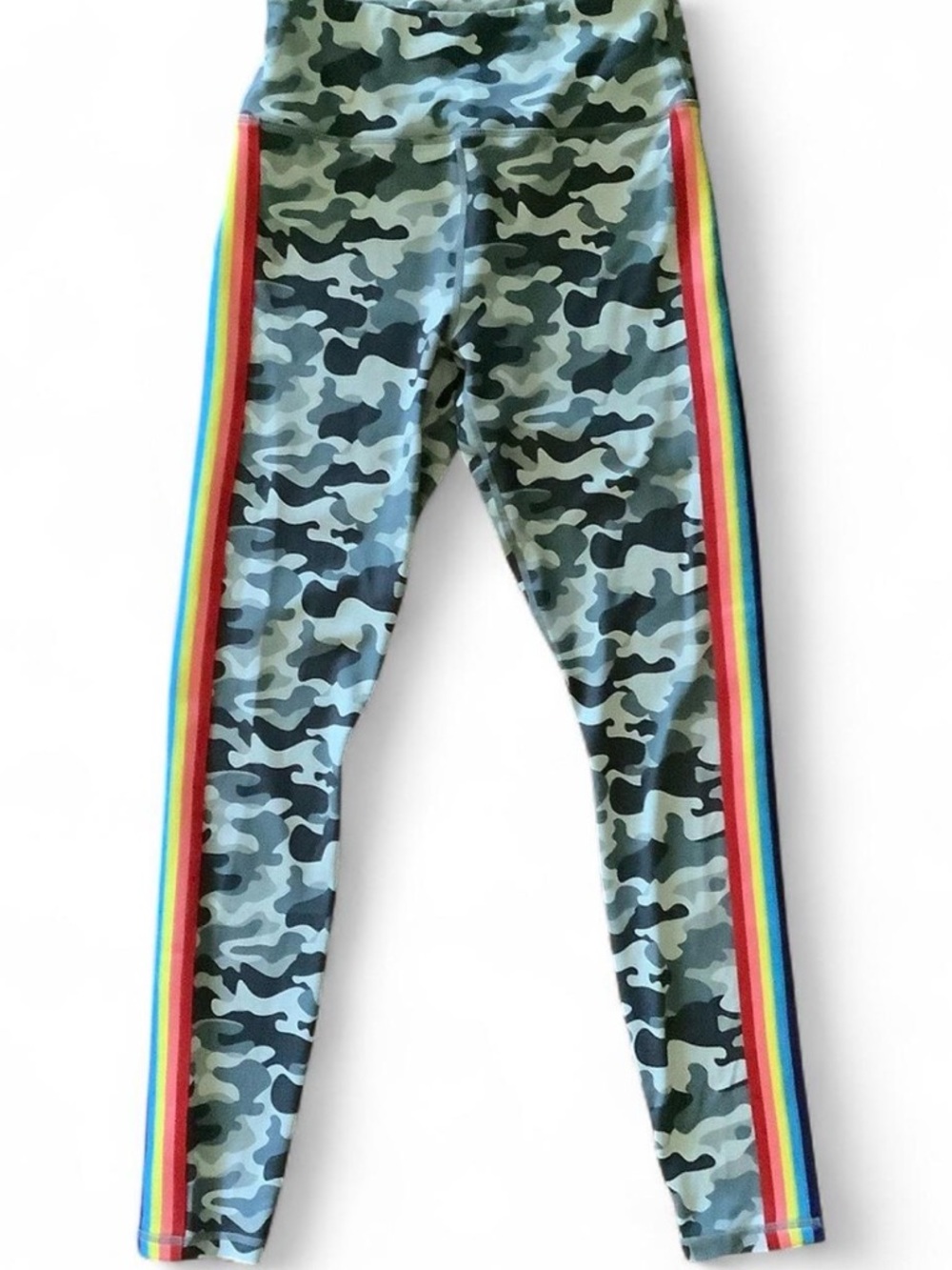 Spiritual Gangster Girls Camo Leggings with Rainbow Side Stripes
